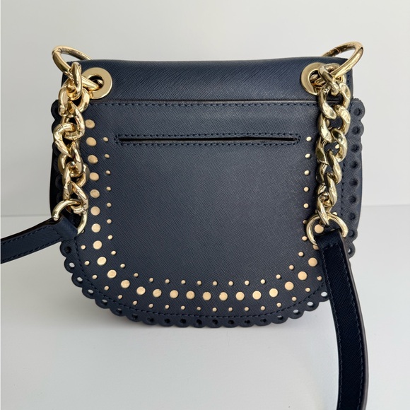 Michael Kors Dark Midnight Blue Navy Crossbody Bag with Gold Accents - Picture 2 of 8